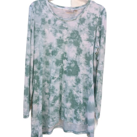LOGO by Lori Goldstein Printed Tunic w/side detail